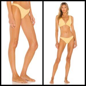 💕L*SPACE💕 Eco Chic Repreve Sol Bikini Bottom ~ Ribbed Golden Hour XL NWT